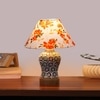 Devansh Conical Multi Cotton Shade Lamp With Wood & Mosaic Glass Base For Decoration/Office/Home/Gifting/Study For Decoration/Office/Home/Gifting/Study -(10X10X14.5) Inches -A