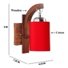 Devansh Solid Wood Electric Wall Light in Brown Colour with Red Shade Count of 1 Light