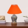 Devansh Conical Orange Cotton Shade Lamp With Wood & Mosaic Glass Base For Decoration/Office/Home/Gifting/Study For Decoration/Office/Home/Gifting/Study -(10X10X14.5) Inches -A