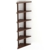 Bluewud Wudville Braine Engineered Wood Wall Mount Corner Shelf, Display Rack, (6 Tringle Shelves - Wenge)