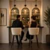Doe Buck Velvet Counter Height Bar Stool in Beige Colour