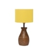 Devansh Yellow Cotton Table Lamp With Wood Natural Base (7X13 Inches)-6