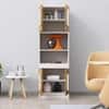 Hexa Red Crockery Unit Multipurpose Wooden Cabinet in Frosty White And Giant Wood Colour
