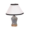 Devansh Conical White & Black  Cotton Shade Lamp With Wood & Mosaic Glass Base For Decoration/Office/Home/Gifting/Study For Decoration/Office/Home/Gifting/Study -(10X10X14.5) Inches -A