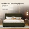 Milan Upholstered Hydraulic Storage Queen Size Bed In Deep Olive Velvet