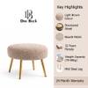 Doe Buck Luna Boucle Round Ottoman Stool in Light Brown Colour with Gold Metal Legs