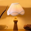 Devansh Off-White Cotton Vintage  Lamp With Wood Base (12X20.3)