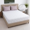 White And Lavender Shade Floral Cotton 400 Tc Fitted Double Queen Size Bedsheet With 2 Pillow Covers