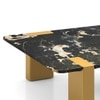 Emory Coffee Table In Portoro Black Cultured Marble and Legs in Gold Finish