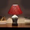 Devansh Conical Maroon Jute Shade Lamp With Wood & Mosaic Glass Base For Decoration/Office/Home/Gifting/Study For Decoration/Office/Home/Gifting/Study -(10X10X14.5) Inches -A