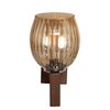 Devansh Solid Wood Electric Wall Light in Brown Colour with Lavender Shade Count of 1 Light