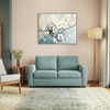 Apollo Compact High Back 2 Seater  Fabric Sofa In Dusty Turquoise Velvet Colour