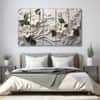 The Castle Decor White Flower Wall Art Set of 5 27x48 Inch