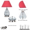 DECADE Blue Luster Glass and Metal Table Lamp With Maroon Cotton Shade