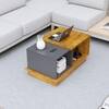Hexa Engineered Wood Coffee Table With Storage And Open Rack In Giant Wood And Slate Grey