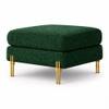 Doe Buck Luxe Boucle Square Ottoman in Green Colour with Gold Metal Legs