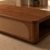 Linden Sheesham Wood Cane Coffee Table in Walnut Finish