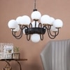 Eliante White Chandelier, 13-Light, Mild Steel Frame With Glass Shades, Modern Ceiling Lighting