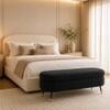 Doe Buck Luxury Boucle Storage Bench in Black Colour with Gold Tipped Legs