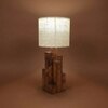 Skyline Brown Wooden Table Lamp with Yellow Printed Fabric Lampshade