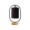 Devansh Black Cotton Drum Wooden & Iron Table Lamp -17 Inch Height  -B