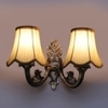Devansh Dual Gold  Antique Wall Mounted Lamp With Off-White Cotton Shade
