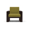 Parson 1 Seater Wooden Sofa In American Walnut Finish in Green Olivia Colour