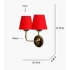 Devansh Metal Electric Wall Light in Gold Colour with Red Shade Count of 2 Lights