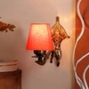 Devansh Metal Electric Wall Light in Antique Gold Colour with Orange Shade Count of 1 Light