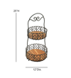 Ireka Home Orbit Acacia Wood Storage Basket with Metal Handles