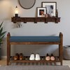 Vardham Solid Wood Shoe Rack with Seating in Walnut Brown finish