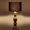 Devansh Black Cotton Table Lamp With  Wood Natural Base (7X17.5 Inches)-3