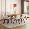Dune Solid Oak Wood Dining Table With 6  Bren Dining Chairs (Finish : Gradient Oak, Chair Colour : Ivory)