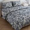 Orion White & Blue Floral Cotton Bedding Set Super King 275 X 275 Cms Bed Sheet 2 Pillow Covers Dohar 240 X 220 Cms Threads