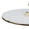Marble Platter With Gold Finish Metal Piece Attachment