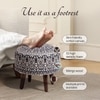 Mandala Fabric Wooden Ottoman in Blue Color
