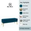 Doe Buck Velvet Tufted Storage Bench in Teal Blue Colour with Gold Legs
