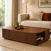 Kingsley Sheesham Wood Geometric Chevron Coffee Table in Walnut Finish