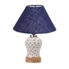 Devansh Conical Blue Jute Shade Lamp With Wood & Mosaic Glass Base For Decoration/Office/Home/Gifting/Study For Decoration/Office/Home/Gifting/Study -(10X10X14.5) Inches -A