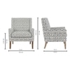 Leston Printed Canvas Geometry Fabric Lounge Chair in White Colour