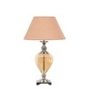 Hinton Amber Glass And Nickel Finish Metal Table Lamp With Beige Cotton Shade