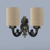 Devansh Metal Electric Wall Light in Antique Gold Colour with Beige Shade Count of 2 Lights