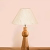 Devansh Off White Cotton Table Lamp With  Wood Natural Base (10X18 Inches)-27