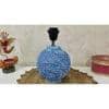Annekaltable Handmade & Handpainted Blue & white wooden Matka Lamp with Beige shade