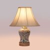 Devansh Off-White Cotton Shade Lamp With Wood & Mosaic Glass Base For Decoration/Office/Home/Gifting/Study For Decoration/Office/Home/Gifting/Study