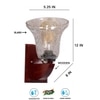 Devansh Solid Wood Electric Wall Light in Brown Colour with Transparent Shade Count of 1 Light