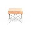 Asansol Sheesham Wood Accent Square Set of 2 Stools     in Melon Pink Cotton Velvet Upholstery