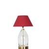 ELVORA Diamond Cut Clear Glass Table Lamp with Brass Base Maroon Shade