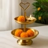 Metalsmith Two Tier Serveware Stand with Heart Handle Gold Finish
