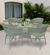Geelong Wicker Table And Chair Set  White And Black Finish